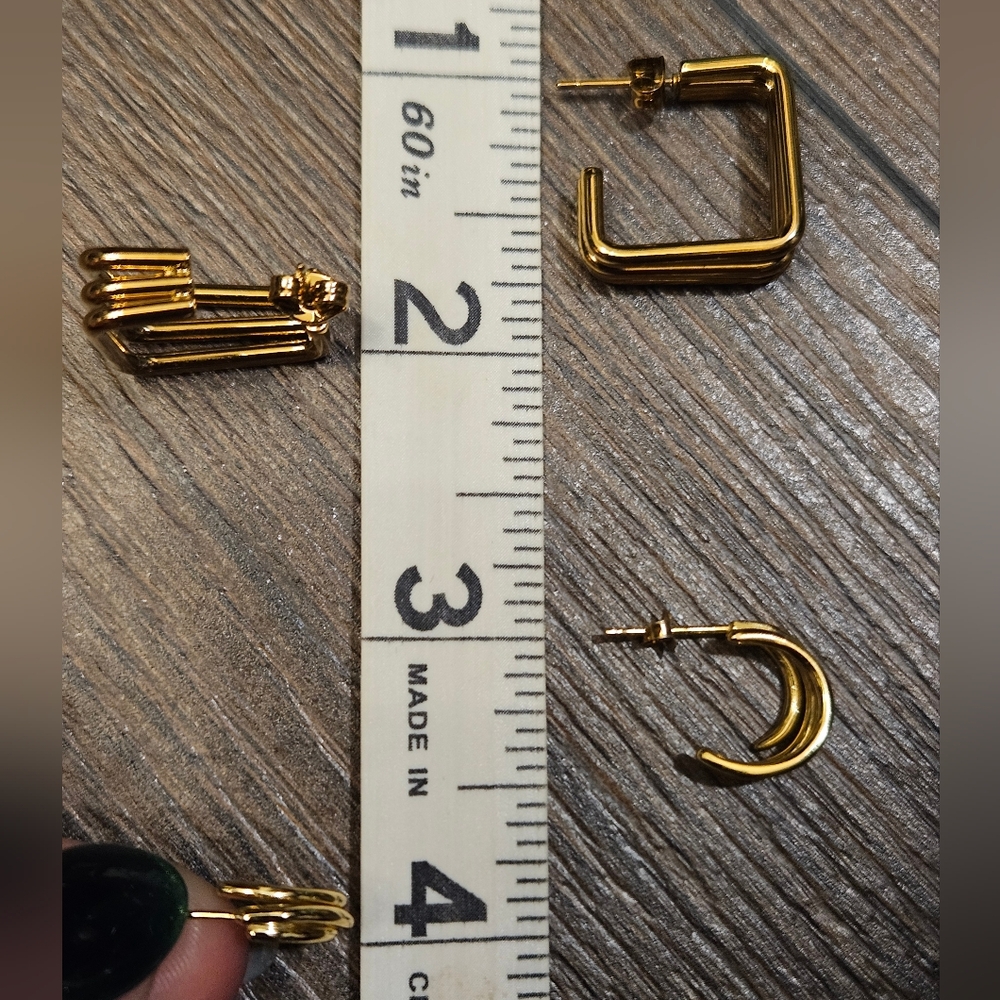 Triple Loop Earring - Set Small And Medium Huggies - image 8